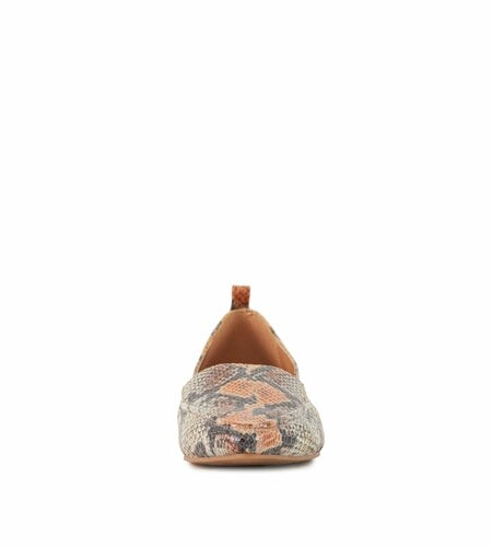 Women's Flat Socialite Orange Snake Skin