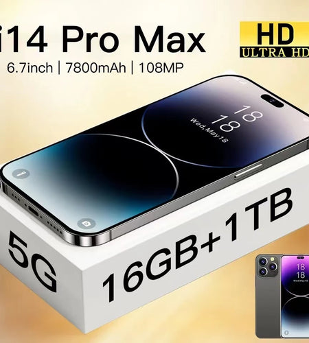 Brand New i14 Pro Max Android Mobile Smartphone 5G Original 2023 6.7 Inch Full Screen 16GB+1TB Phones Global Version Cell Phone