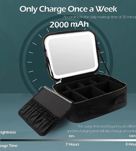 Makeup Organizer Bag With LED Mirror