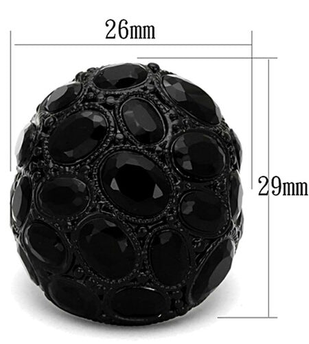 Ruthenium Brass Ring with Synthetic Synthetic Glass in Jet