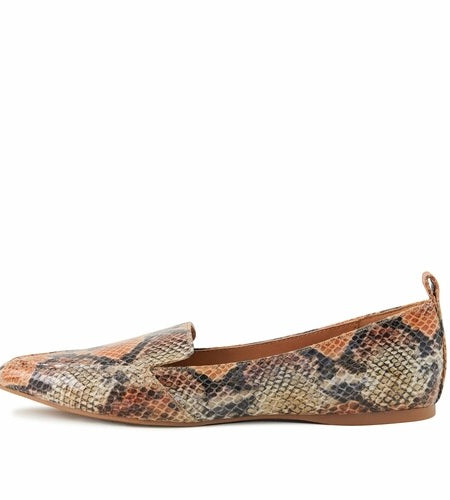 Women's Flat Socialite Orange Snake Skin